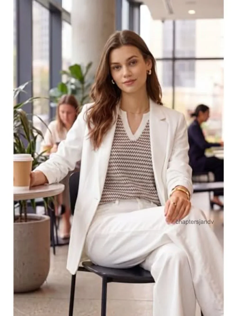 Polo V-Neck Long Sleeve Striped Pullover Sweater Breathable Cotton Top